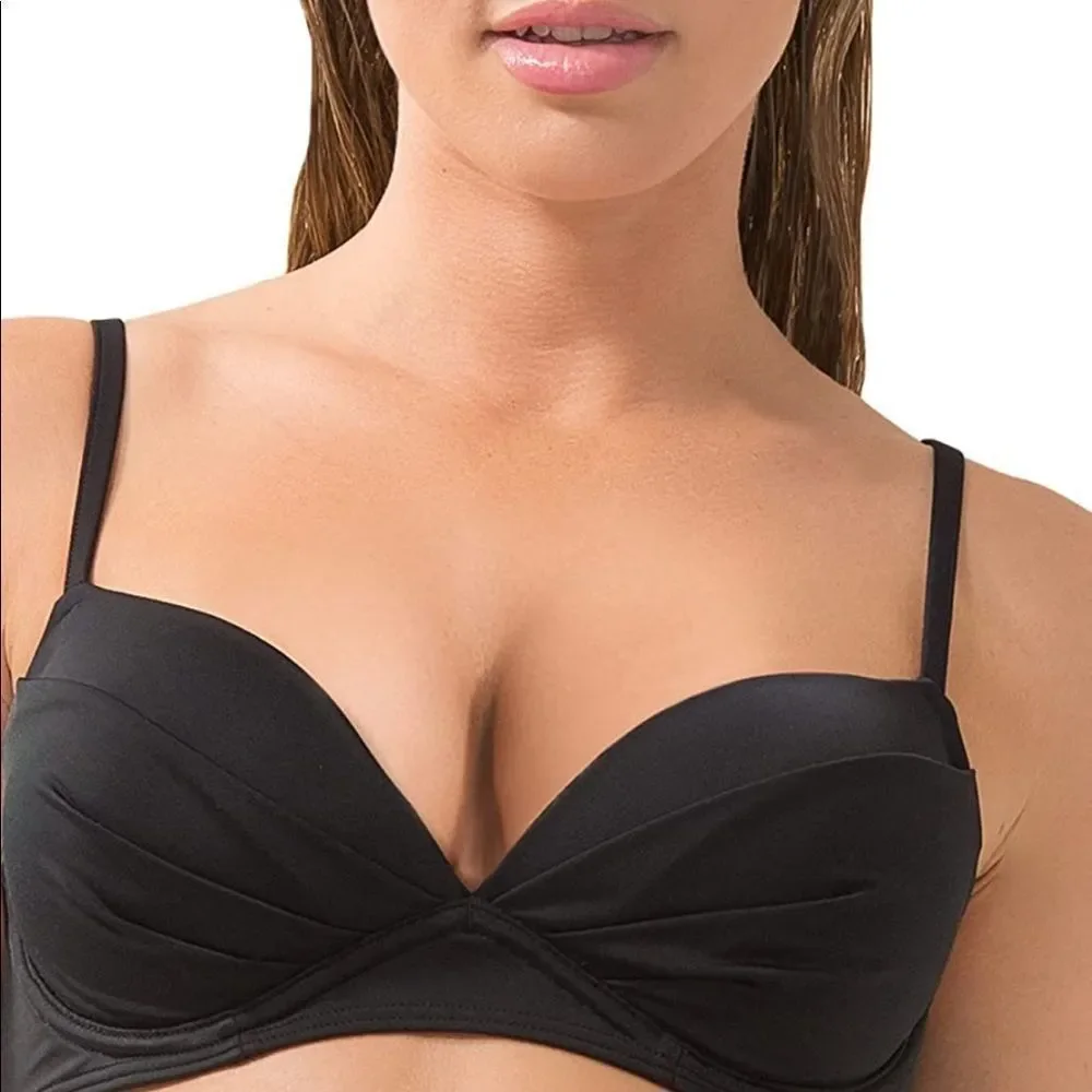 NWT Soft & Sexy black Convertible strap underwire push up bikini top, size 40D